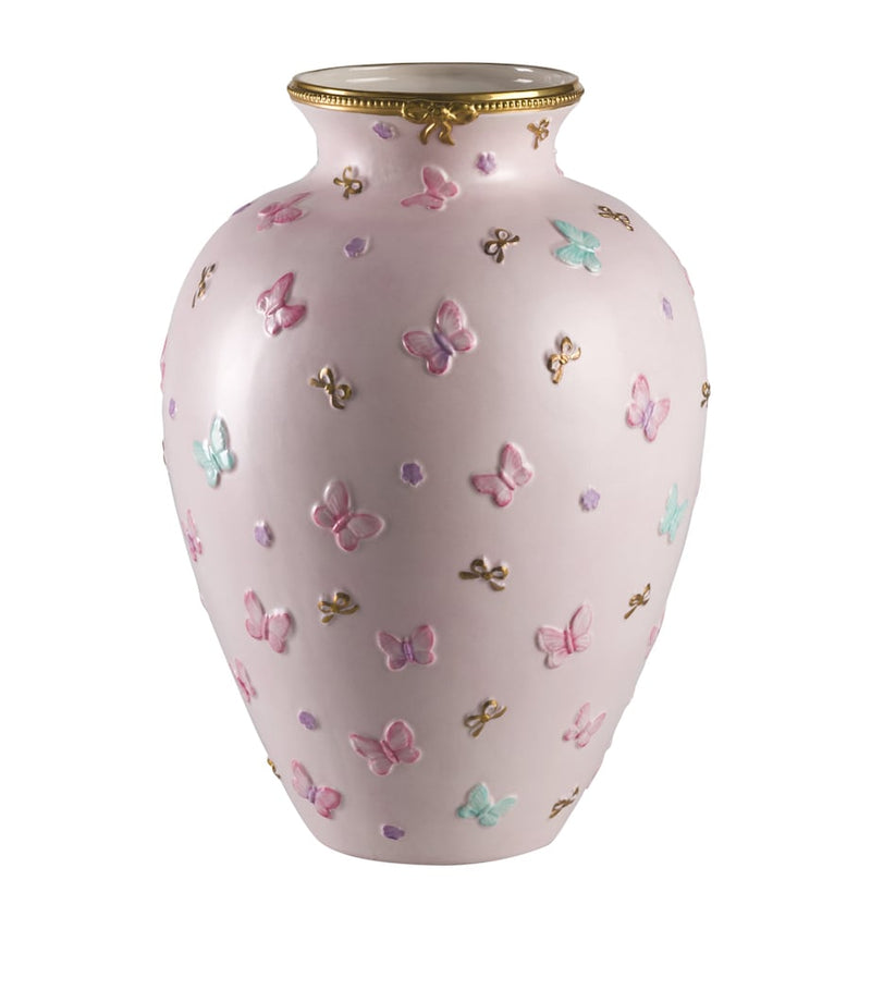 VILLARI porcelain butterfly vase 25cm, UK version