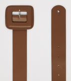 Weekend Max Mara leather belt with silver-tone buckle, UK version