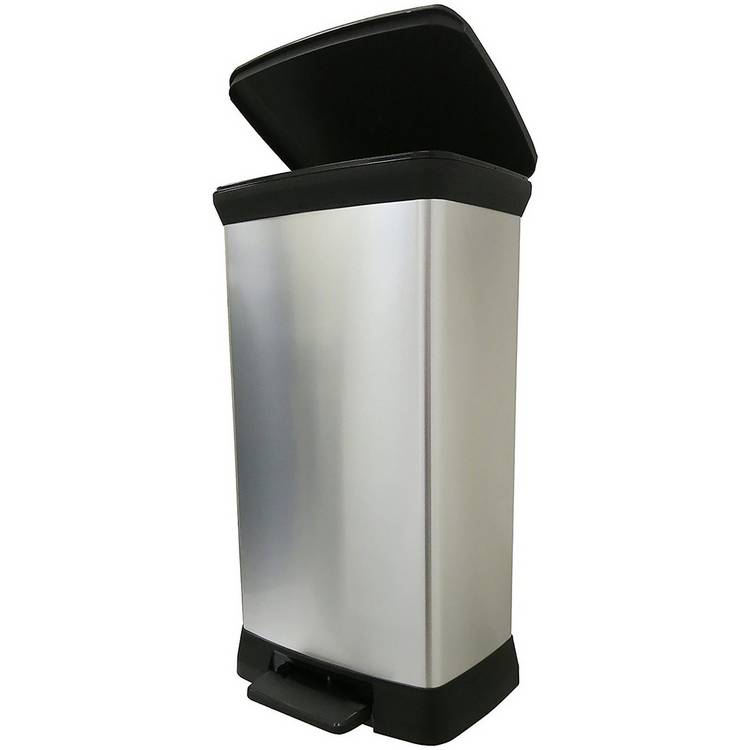 Curver silver pedal bin 50L, UK version