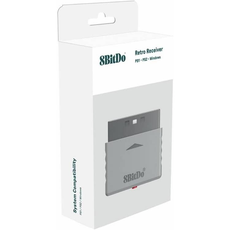 8BitDo Retro Receiver for PS1 and PS2 compact adapter - British product