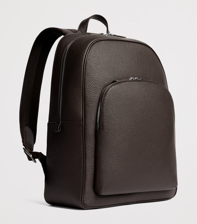 Carl Friedrik Ayrton leather backpack with laptop compartment - British brand