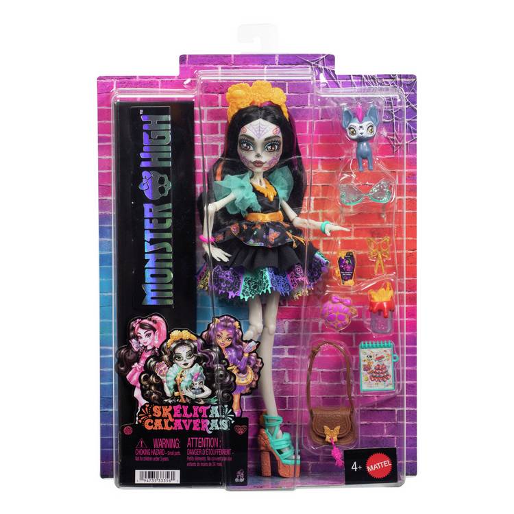 Monster High Skelita Calaveras doll with pet and accessories, imported from the UK