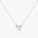 Revere Kids pink bow enamel pendant necklace 16 inch, imported from the UK