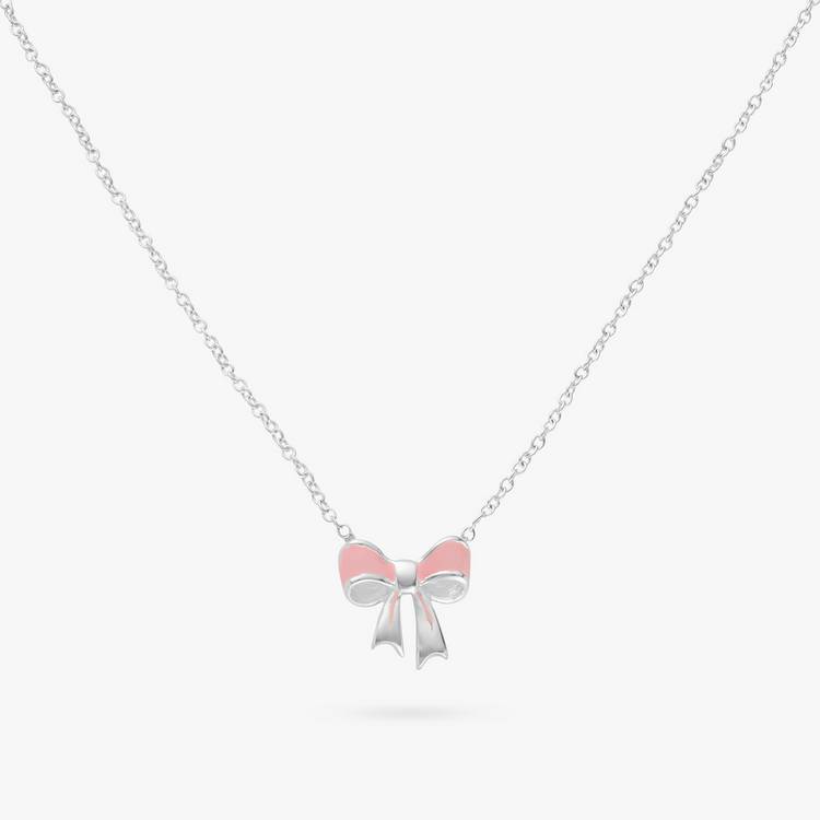 Revere Kids pink bow enamel pendant necklace 16 inch, imported from the UK