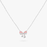 Revere Kids pink bow enamel pendant necklace 16 inch, imported from the UK
