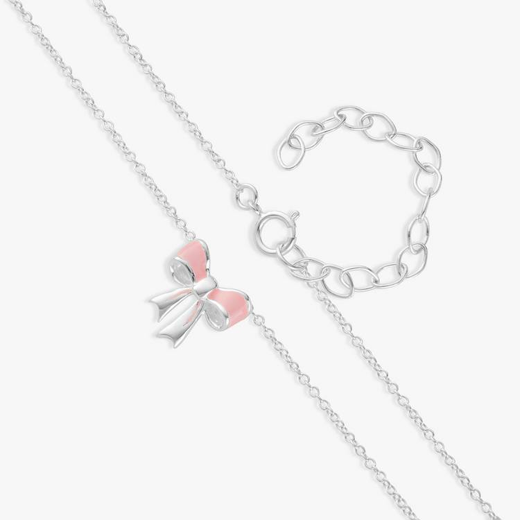 Revere Kids pink bow enamel pendant necklace 16 inch, imported from the UK