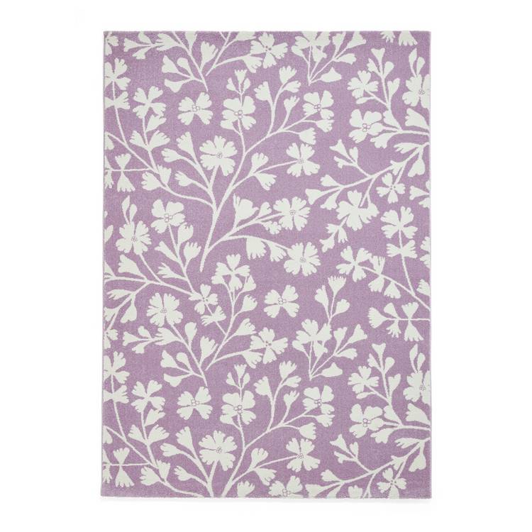 Catherine Lansfield floral short pile rug 80x150cm, UK version