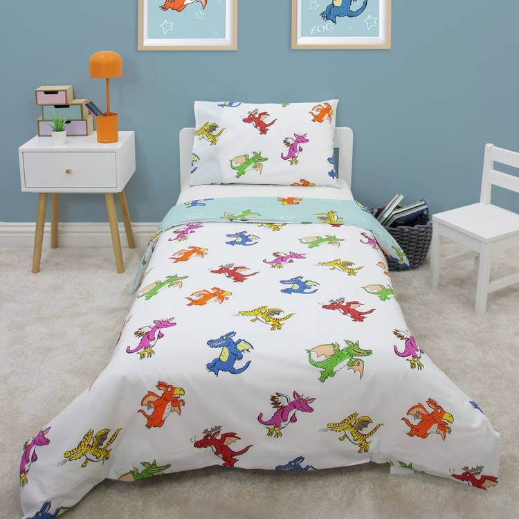 Zog kids bedding set white blue reversible duvet cover, British brand
