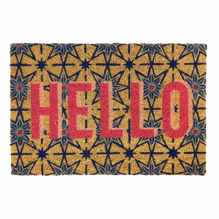 Mighty Mats hello tile cut pile doormat 40x60cm, imported from the UK