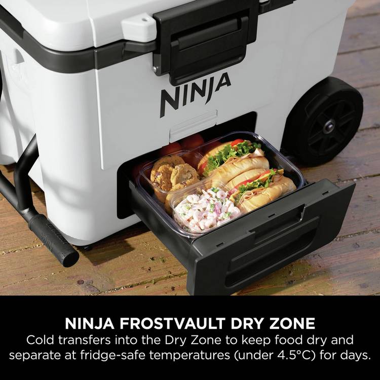 Ninja FrostVault wheeled cooler 45QT white, imported from the UK