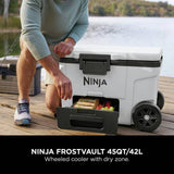 Ninja FrostVault wheeled cooler 45QT white, imported from the UK