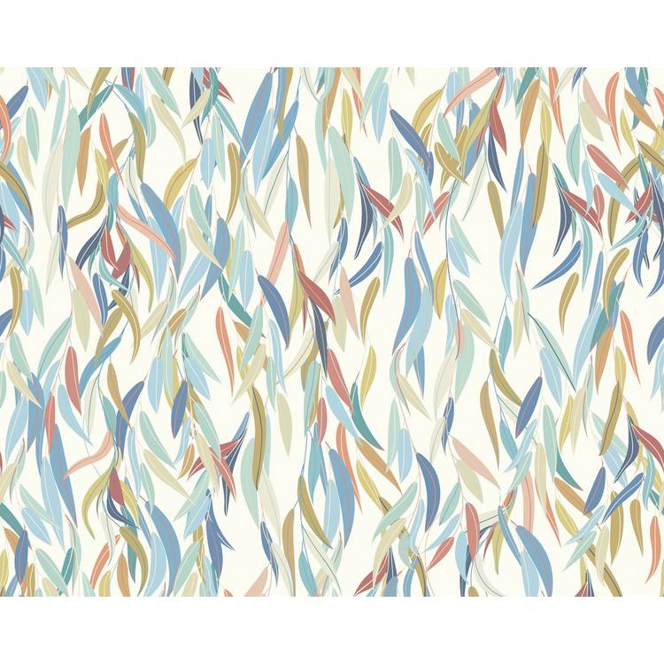 Origin Murals Willow Leave wall mural denim blue and apricot, imported from the UK