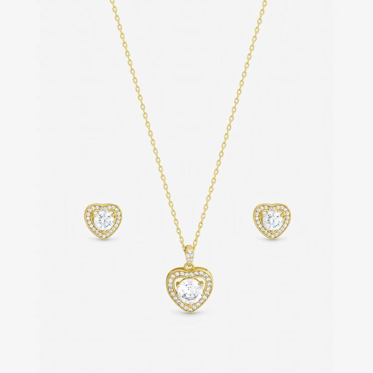 Inicio gold plated heart pendant and earrings gift set (British brand)