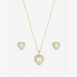 Inicio gold plated heart pendant and earrings gift set (British brand)