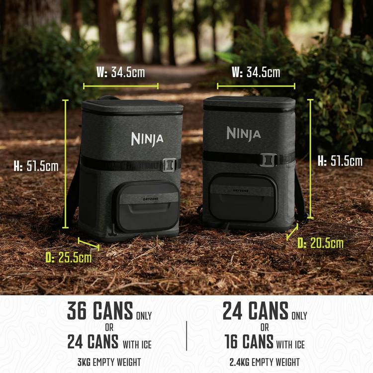 Ninja FrostVault Go soft cooler backpack 17L 24-can - British product