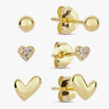 Argos Revere Gold Plated Silver Heart Stud Earrings Set of 3- Buy online at McGrocer