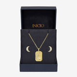 Inicio gold plated moon pendant earrings set (British brand)