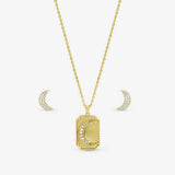 Inicio gold plated moon pendant earrings set (British brand)