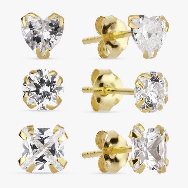 Revere stud earrings set of 3 pairs, imported from the UK