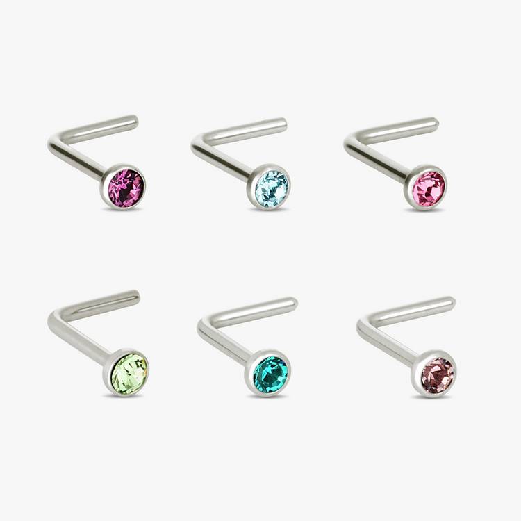 Revere multicolour stone nose studs set of 6 - British product