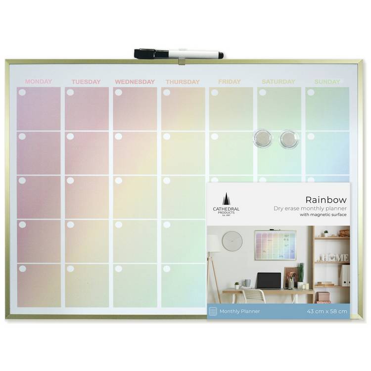 Cathedral Rainbow Magnetic Calendar Board 43x58cm, imported from the UK