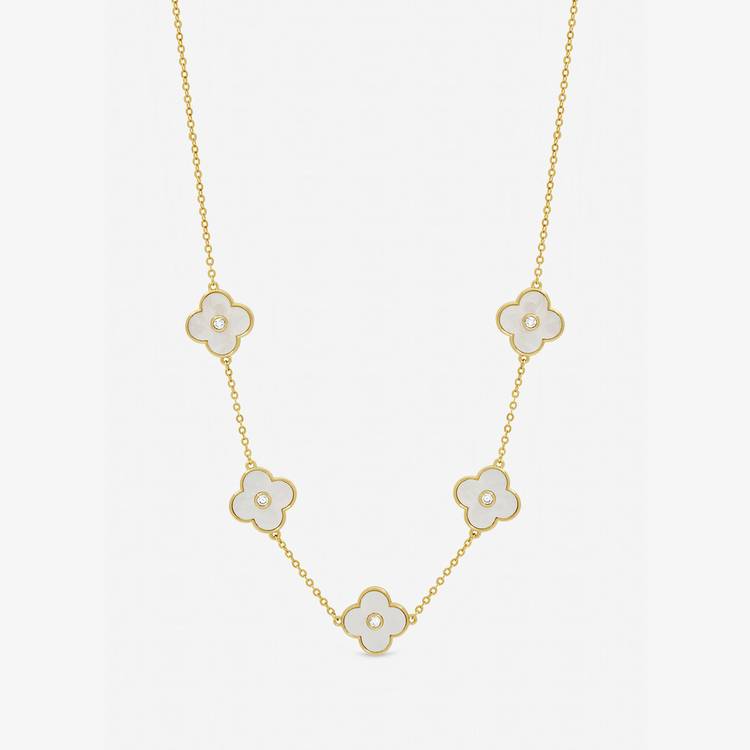 Jon Richard gold plated mother of pearl clover necklace, UK version