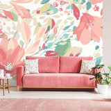 Origin Murals Flowing Flowers Coral Pink wall mural, imported from the UK