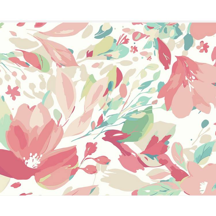 Origin Murals Flowing Flowers Coral Pink wall mural, imported from the UK