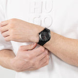 Hugo black stainless steel bracelet watch, UK version