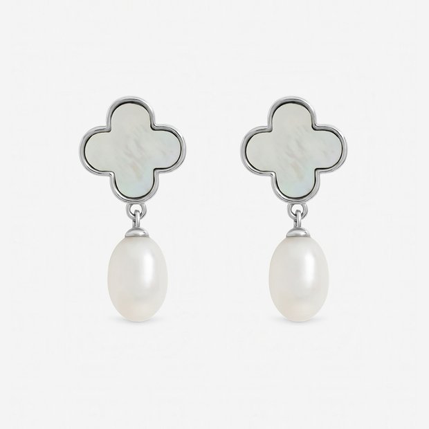 Jon Richard mother of pearl clover earrings, imported from the UK
