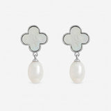 Argos Jon Richard Rhodium Plated Mother of Pearl Clover Earrings- Buy online at McGrocer