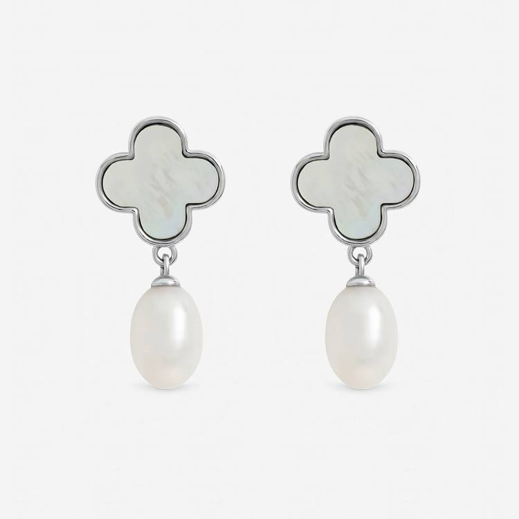 Jon Richard mother of pearl clover earrings, imported from the UK