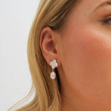 Jon Richard mother of pearl clover earrings, imported from the UK