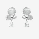 Inicio silver plated satin floral drop earrings, UK version