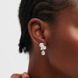 Inicio silver plated satin floral drop earrings, UK version