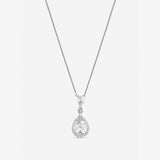 Jon Richard rhodium plated cubic zirconia pendant necklace (British brand)