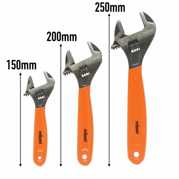 Rolson adjustable wrench set 3 piece, UK version