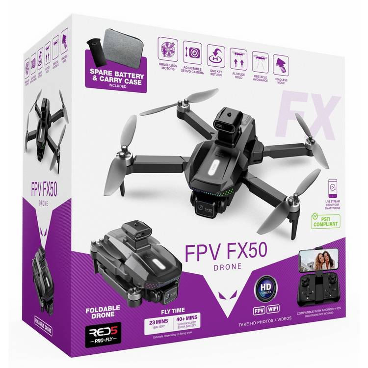 Menkind RED5 FPV FX50 Drone with Camera, UK version