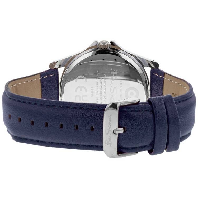 Ben Sherman silver dial navy strap watch 41mm - British product