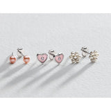 Revere kids stud earrings pearl flower heart 6mm, UK version