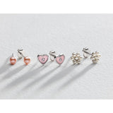 Revere kids stud earrings pearl flower heart 6mm, UK version