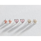 Revere kids stud earrings pearl flower heart 6mm, UK version