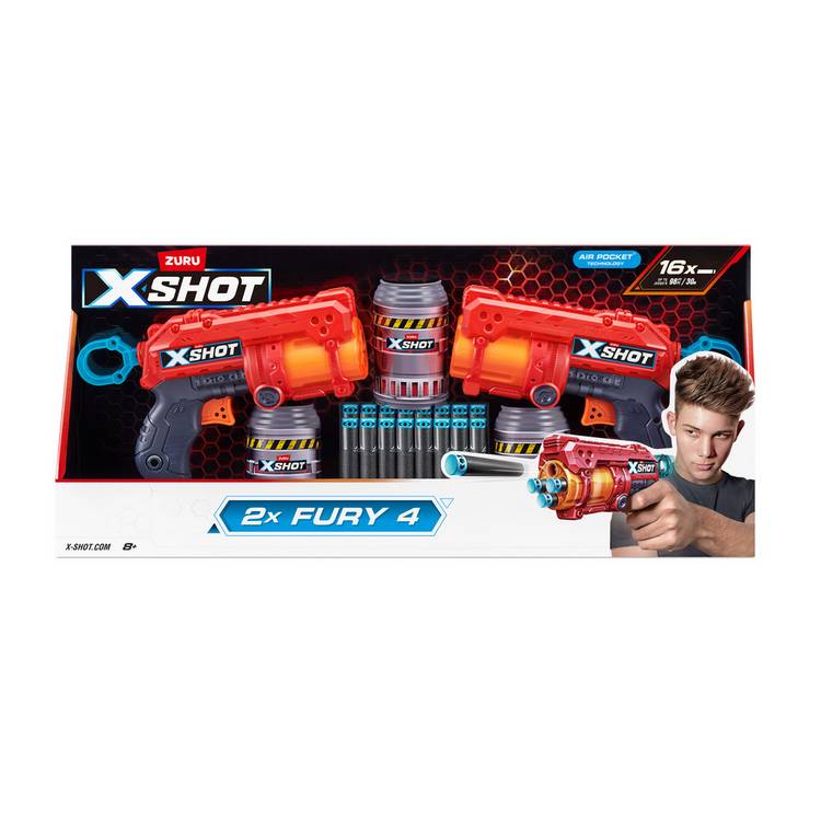 Zuru XSHOT Double Fury 4 blaster combo pack (British brand)