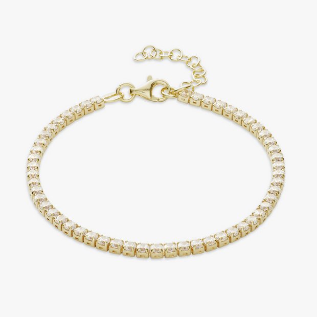 Revere 9ct gold plated silver tennis bracelet 20cm - British product