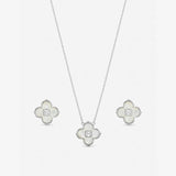 Inicio diamond cut clover pendant and earrings gift set (British brand)