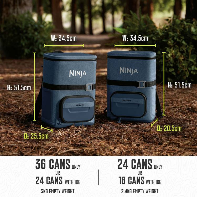 Ninja FrostVault Go soft cooler backpack 23L blue, imported from the UK