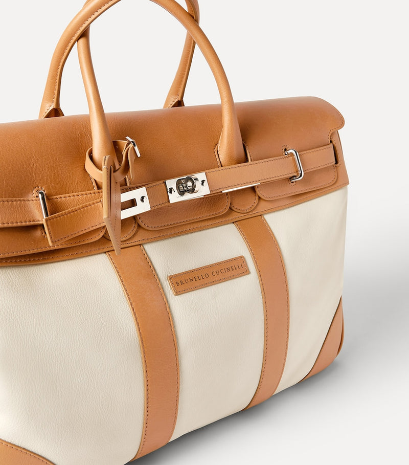 Brunello Cucinelli grained leather Country holdall (British brand)