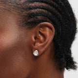 Inicio silver plated rose quartz stud earrings, UK version