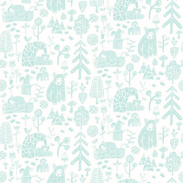 Ohpopsi Honeywood Bears Blue wallpaper - British product