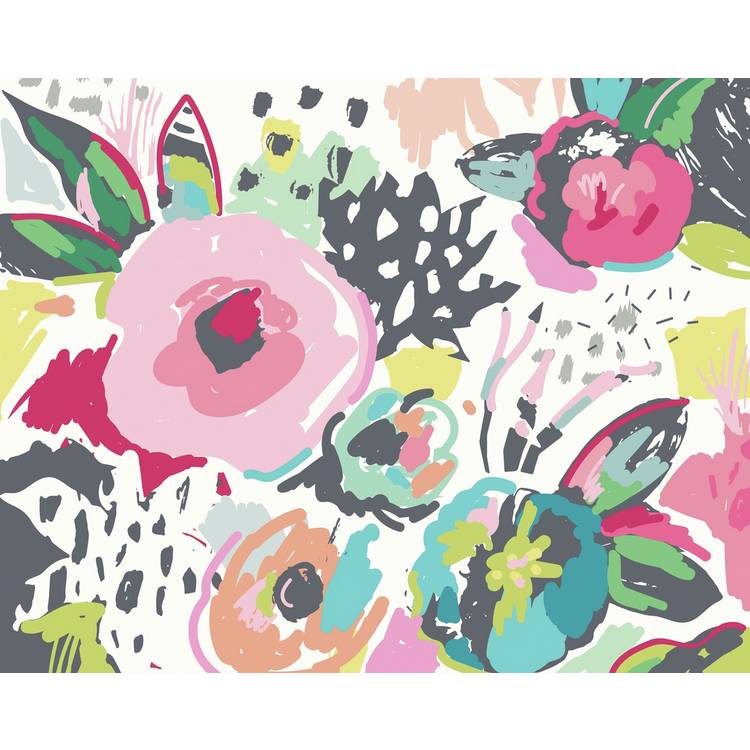 Origin Murals abstract floral raspberry pink wall mural (British brand)